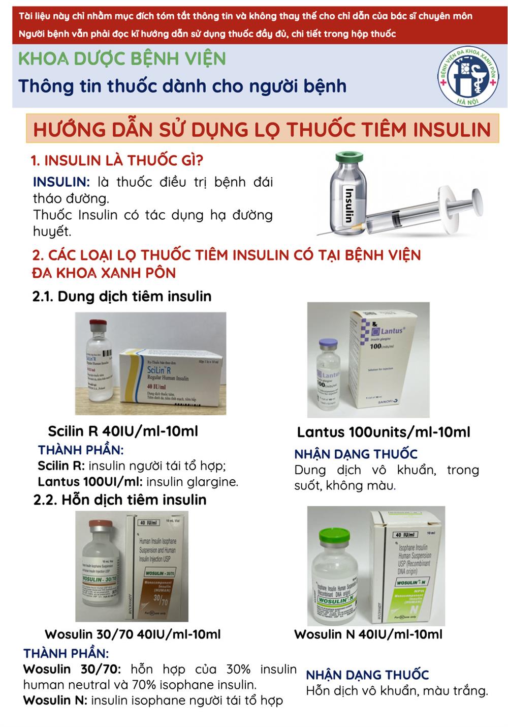 HƯỚNG DẪN SỬ DỤNG LỌ THUỐC TIÊM INSULIN