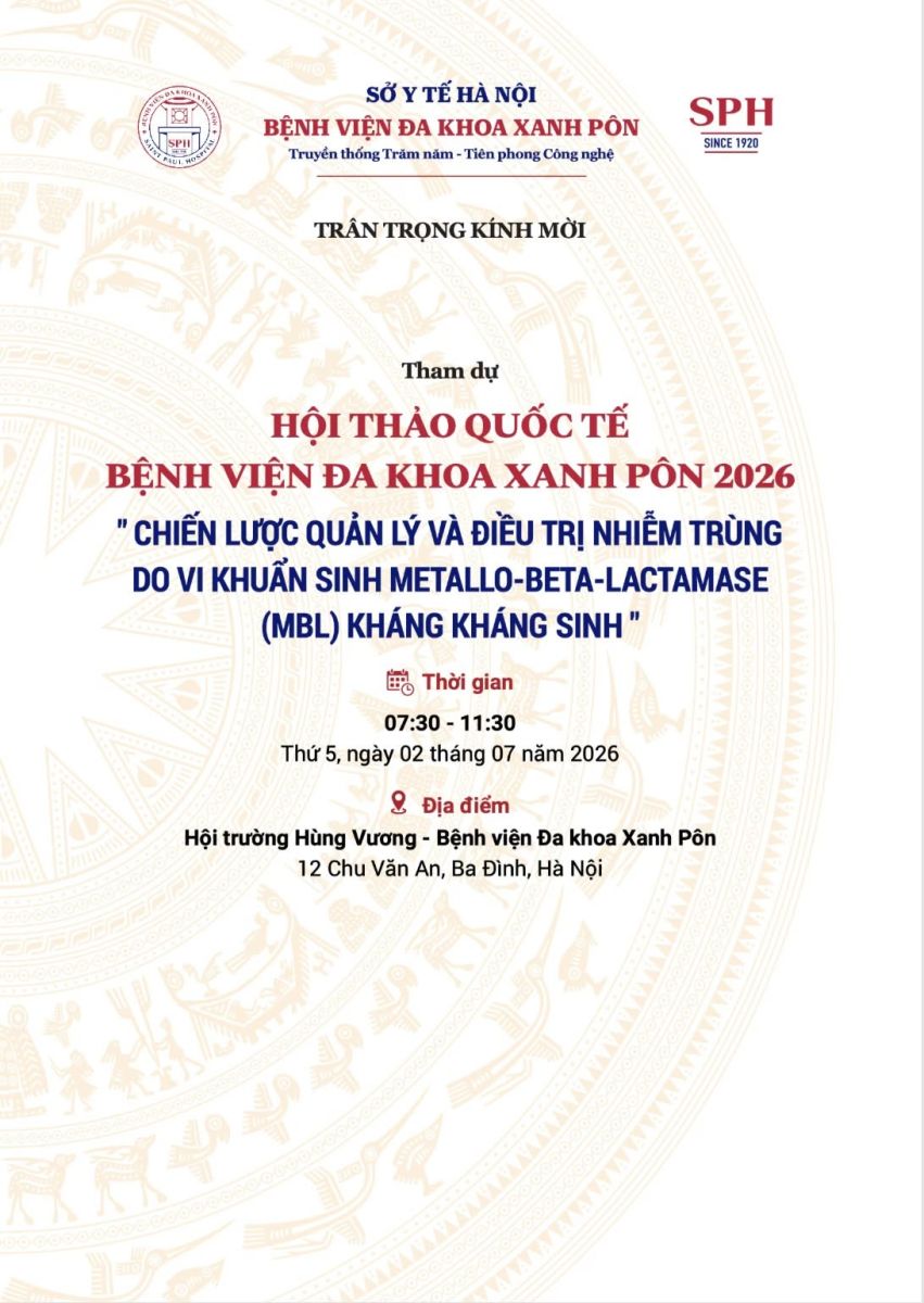 Thư mời tham dự Hội thảo Quốc tế: Chiến lược quản lý và điều trị nhiễm trùng do vi khuẩn sinh Metallo-Beta-Lactamase (MBL) kháng kháng sinh